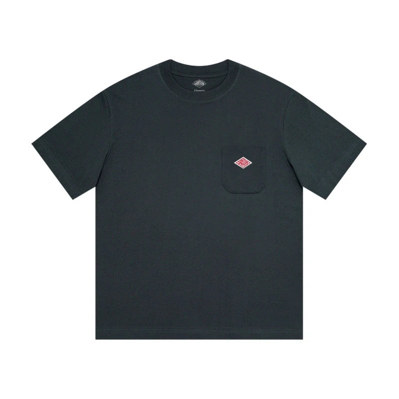 Hot sales Men Women Pure Cotton Embroidery T-Shirt Short Sleeve Tees Simple Solid Pocket Fashion Brand Exports Japan style