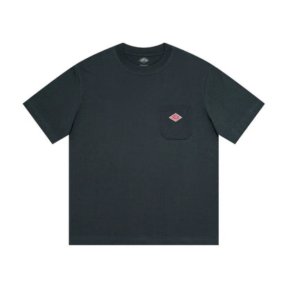 Hot sales Men Women Pure Cotton Embroidery T-Shirt Short Sleeve Tees Simple Solid Pocket Fashion Brand Exports Japan style