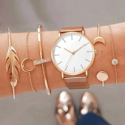 Top Brand Women's Watches Luxury Metal Mesh Simple Quartz Watches Fashion Elegant Rose Gold Ladies Wristwatch Clock Reloj Mujer