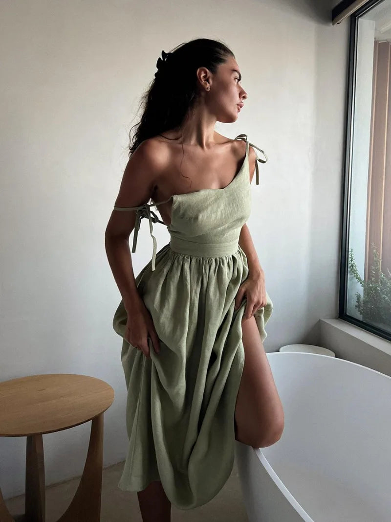TARUXY Sexy Backless Beach Dress For Women V Neck Splice Folds Long Dresses Womens Party Elegant Bandage Maxi Sundress Female