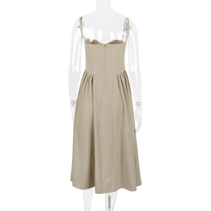 Suninheart Spaghetti Strap Summer Party Dresses 2025 New Arrivals Fit and Flare Elegant Midi Dress Red Night Date Dress