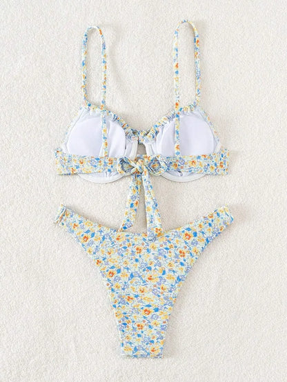 New Sexy Floral Print Push Up Bikini 2024 Women Swimwear Female Swimsuit Two Pieces Thong Bikini Set Bather Bathing Suit Beach