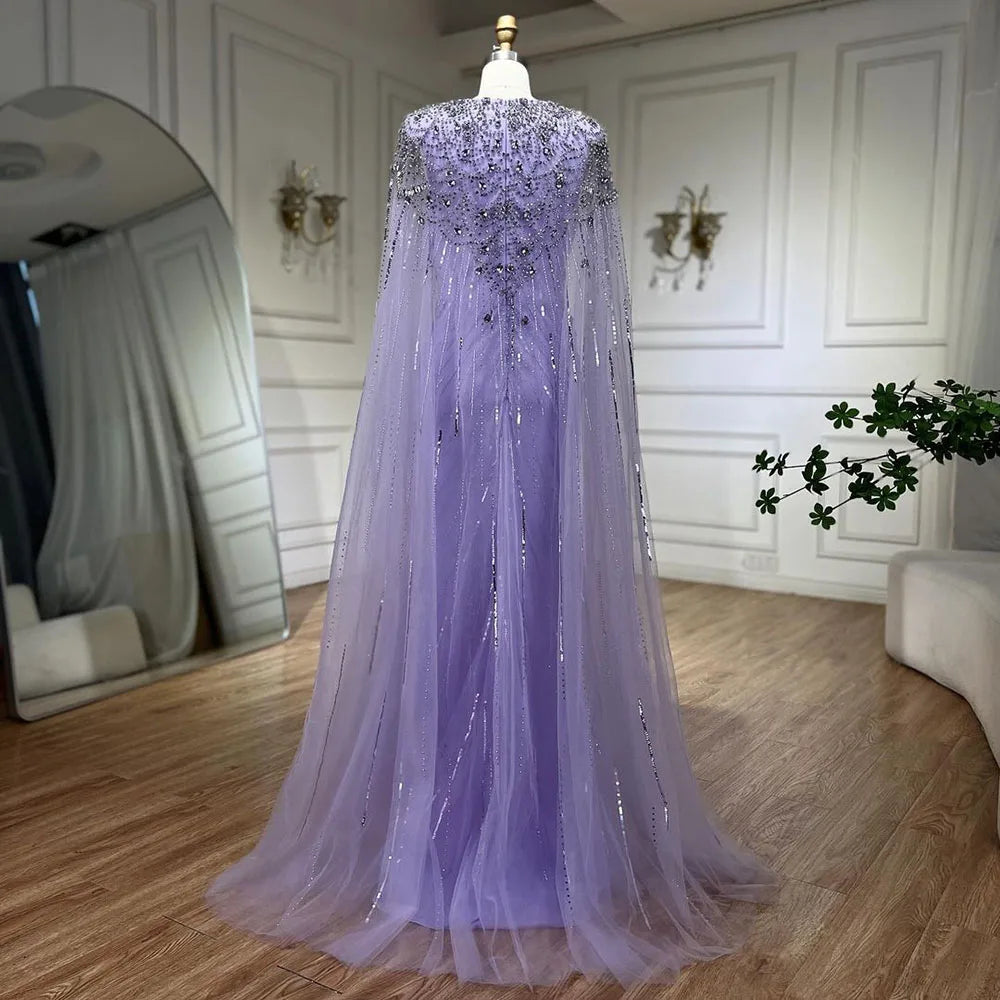 Serene Hill 2025 Turquoise Mermaid Evening Dresses Gowns With Beaded  Cape For Women's Wedding Party LA72168A Customized