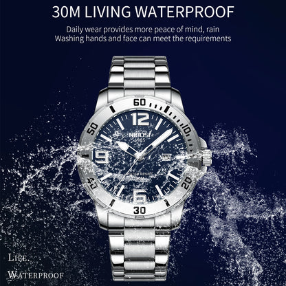 NIBOSI Luxury Man Wristwatch Business Stainless Steel Date Quartz Men Watch Waterproof Luminous Date Men's Watches Clock