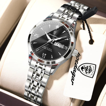 POEDAGAR Elegant Woman Watch Waterproof Luminous Date Week Ladies Wristwatch Stainless Steel Quartz Fashion Women's Watches Gift