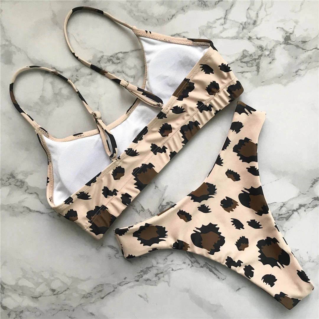 14 Color S - XL Sexy Leopard Bikini Women Swimwear Female Swimsuit Two-pieces Bikini set Brazilian Bather Bathing Suit Swim V871
