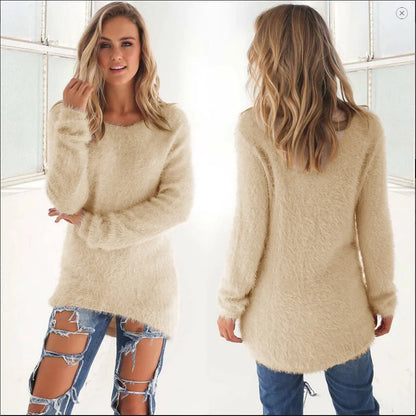 2025 Plus Size Women Warm Sweaters Solid Color O Neck Loose Knitted Pullover Long Sweater Casual Blouse Lady Oversize Clothing