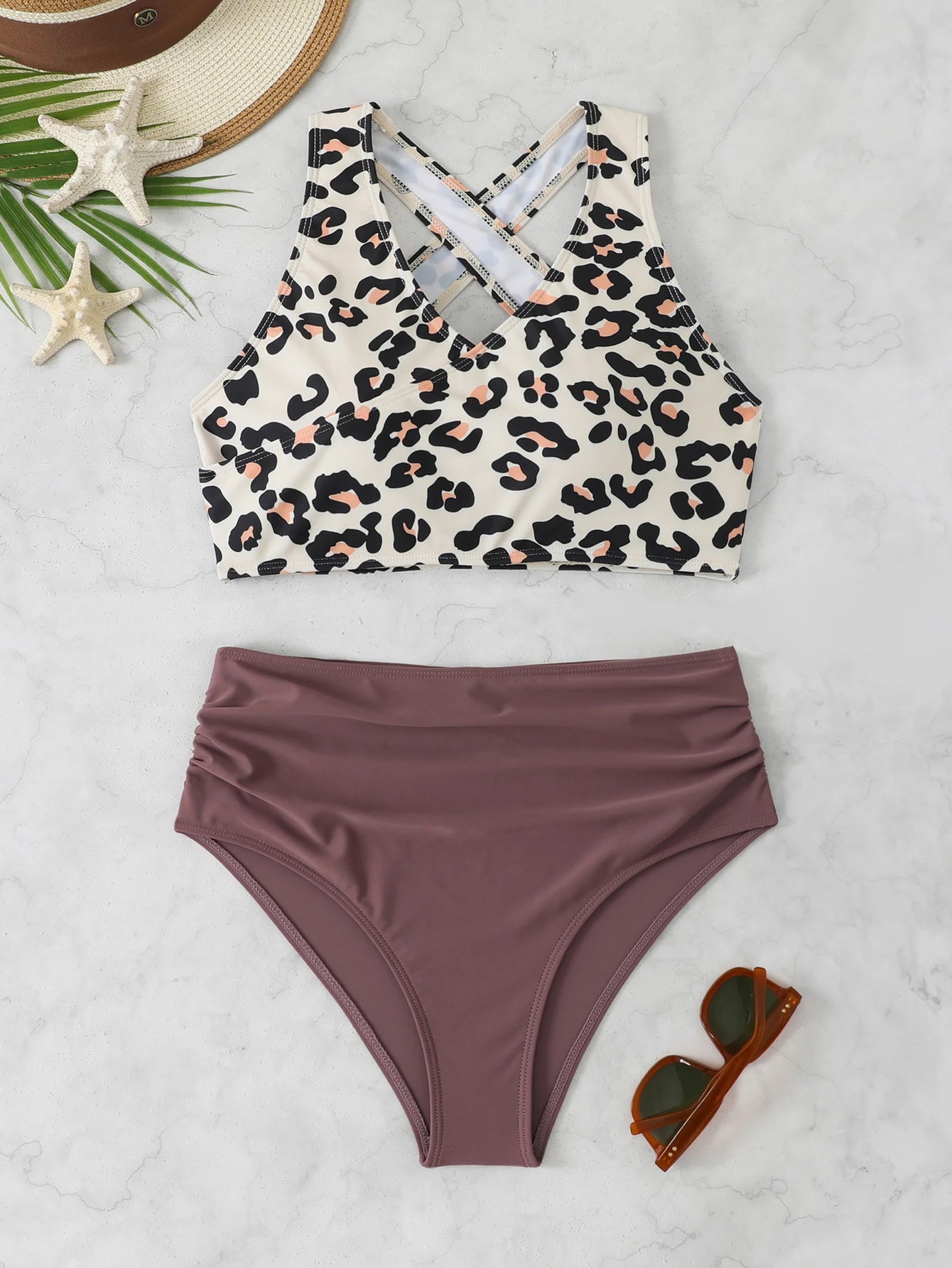U-wire Bikinis 2026 Women High Waist Swimwear Solid Swimsuit Female Beachwear Summer Bathers Bathing Swimming Swim Suit XL