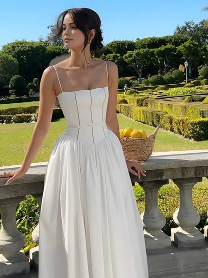 Ashgaily White Dress Women Halter Cotton Long Dress Lace Elegant Party Outfits Ladies Sexy Club Clothes