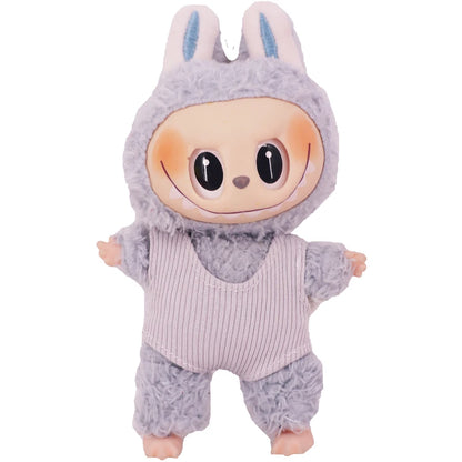 For Labubu Doll Clothes Swimsuit Cute Shark Slippers 15-17Cm Plush Doll Glasses Straw Hat,For labubu Accessories Holiday Gifts