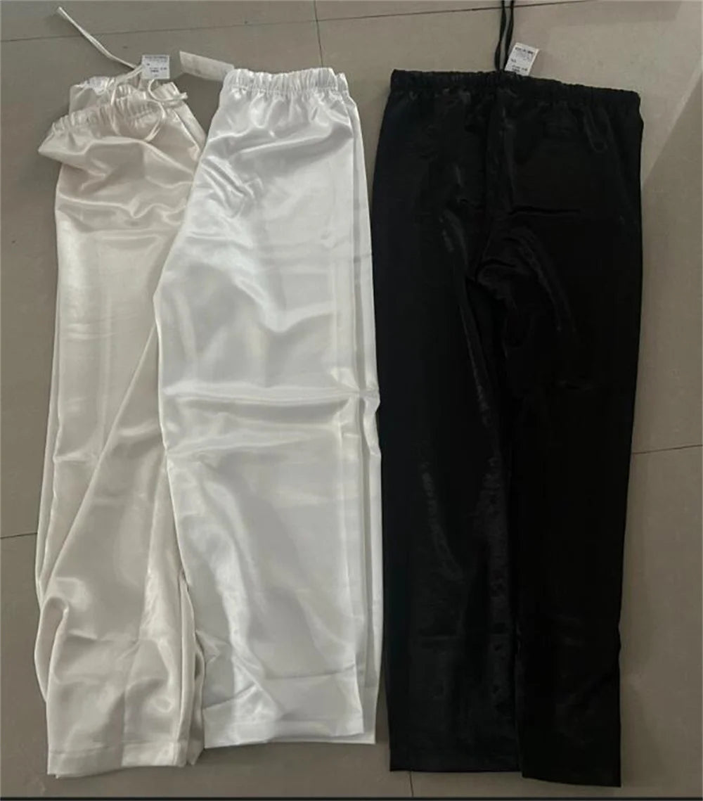 Korean Fashion High Waist Thin Wide Leg Women Summer Office Lady Solid Color Straight All-match Casual Pants Trousers Clothes