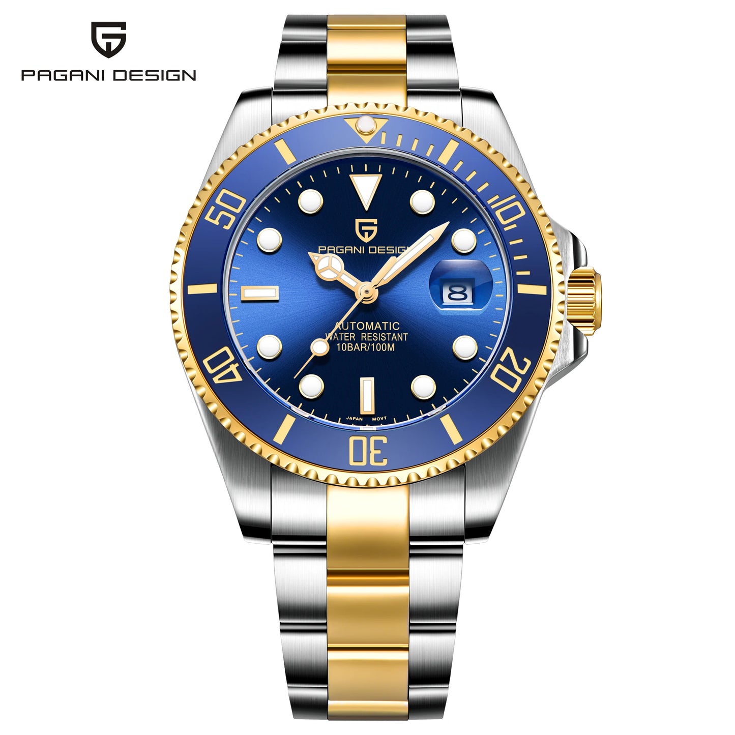 PAGANI DESIGN Watches Luxury Golden Mechanical Watch For Men New Sapphire Crystal Stainless Steel Luxury Waterproof  Men's Watch