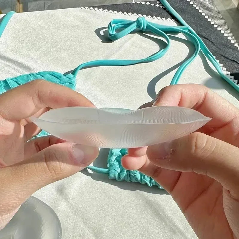 2pcs New Chest Sticky Bra for Bikini Thicken Sponge Bra Pads Breast Push Up Silicone Removeable Inserts Swimsuit Invisible Bra