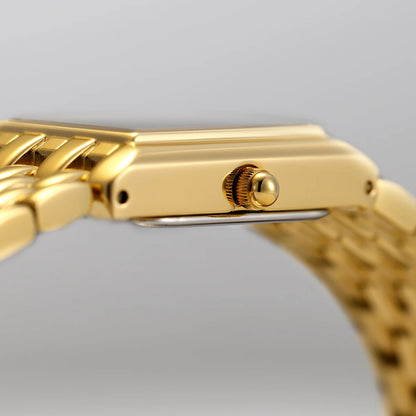 BERNY Luxury Women's Watches Fashion Ladies Square Casual Golden Quartz Watch Solid Stainless Steel Rectangle Girls Wristwatch