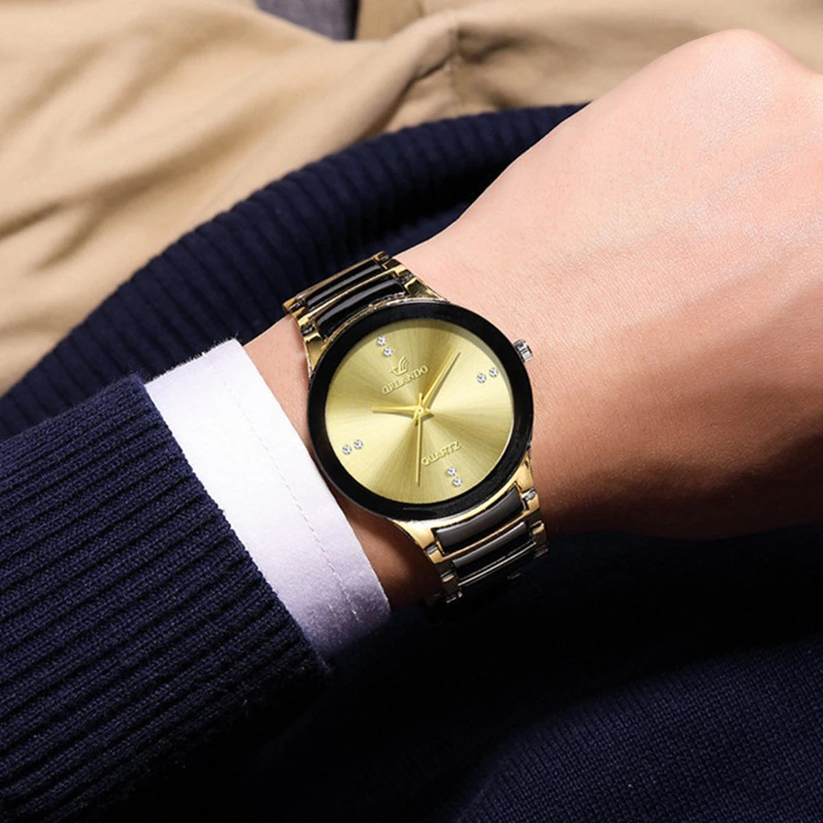 1/3PCS Luxury Men Business Watches Fashion Stainless Steel Strap Quartz Wristwatch Reloj Hombre