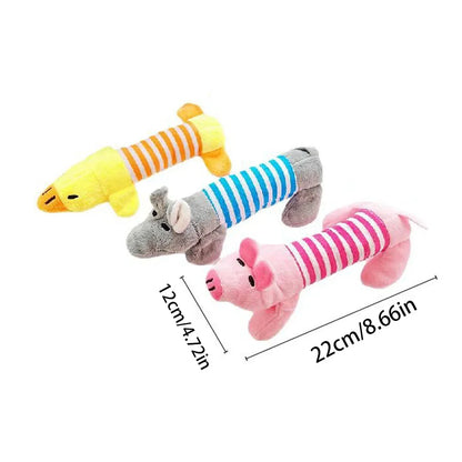 Pet Dogs, Cats, Plush Cartoon Embroidery, Bite Resistant and Stress Relieving, Ducks, Pigs, Elephants, Cute Vocalizations Toys