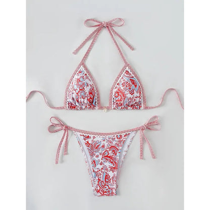 2026 New Halter String Triangle Two Piece Bikini Women Swimwear Female Swimsuit Bathers Bathing Swimming Suit Beachwear Summer