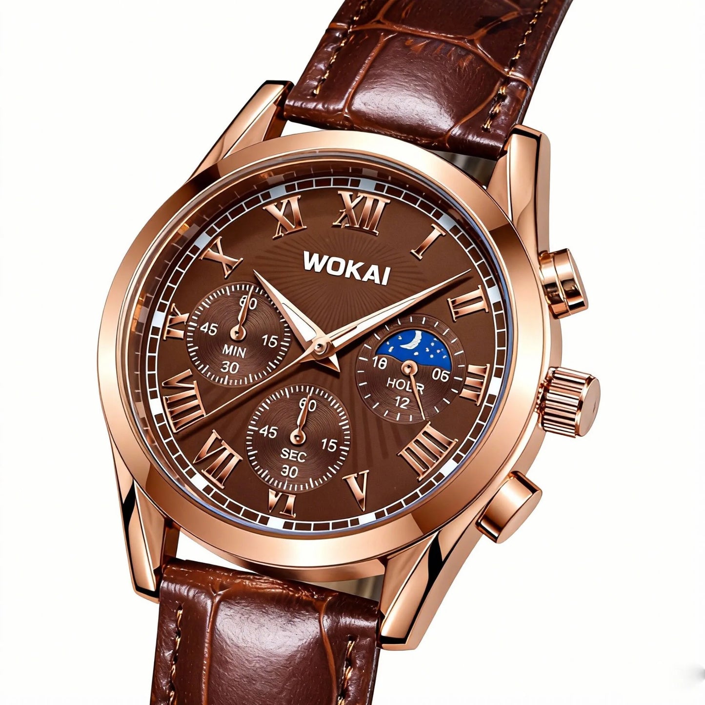 Luxury Men Business Watches Fashion Leather Strap Round Dial Male's Analog Quartz Wristwatch Reloj Hombre（Without Box）