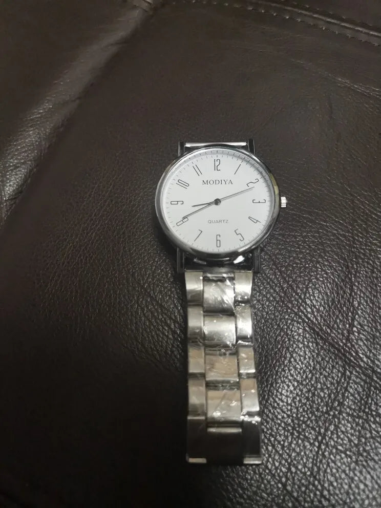 Fashion Men's Watch Casual Silver Alloy Band Male Business Quartz Watches Clock Wristwatches