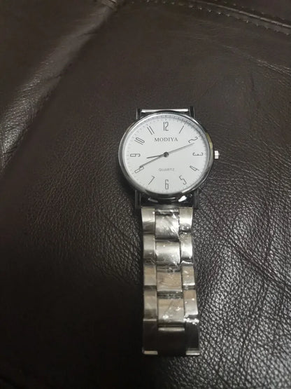 Fashion Men's Watch Casual Silver Alloy Band Male Business Quartz Watches Clock Wristwatches