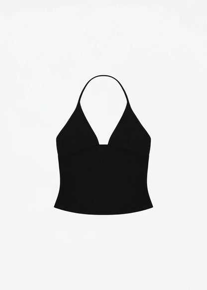 Tank triangle cup halter V-neck backless crop top Hayley's same style strappy top low-cut backless top