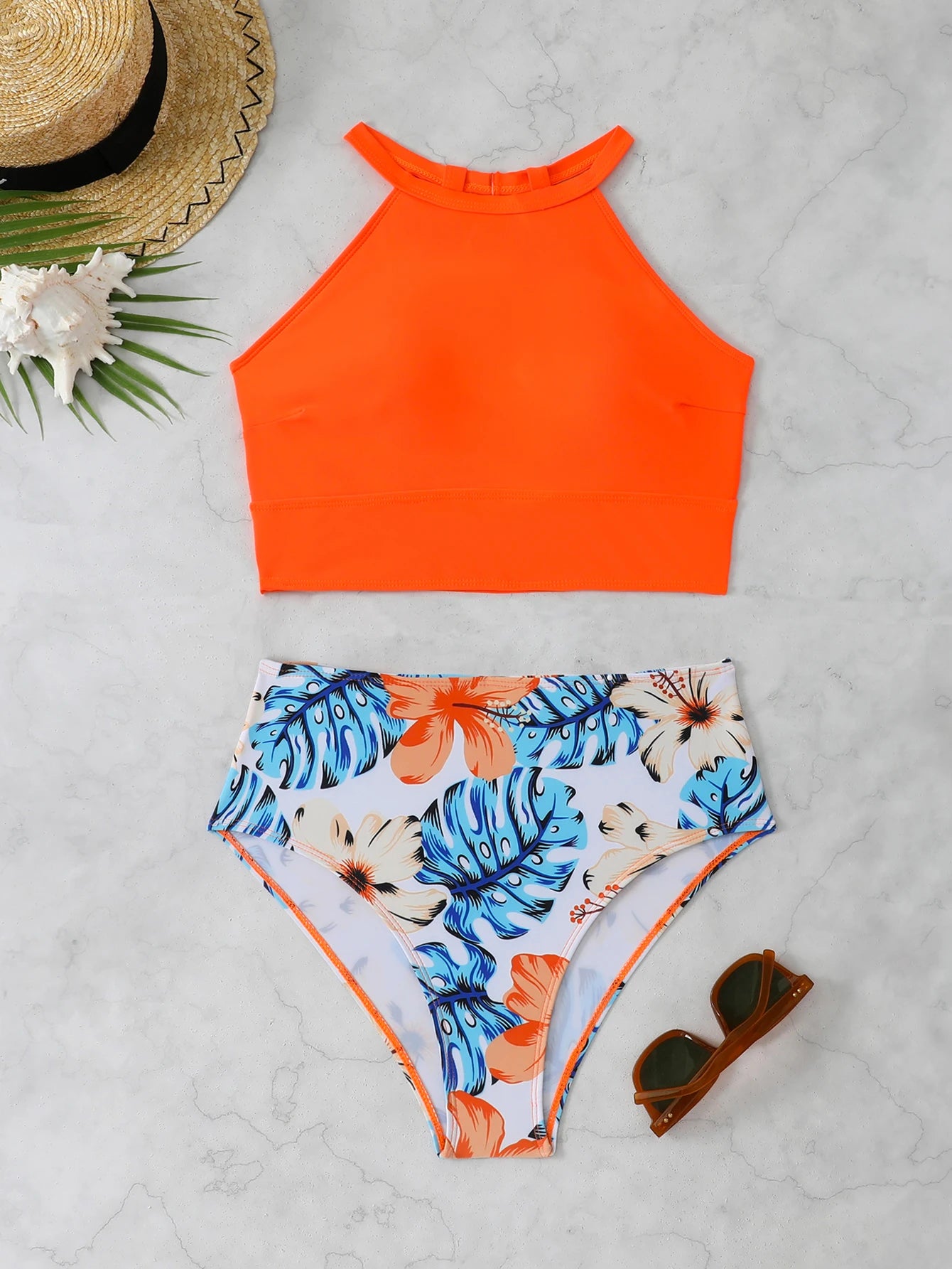 2026 High Waist Bikini Women High Neck Swimsuit Printed Swimwear Female Padded Beachwear Bathers Bathing Swimming Swim Suit