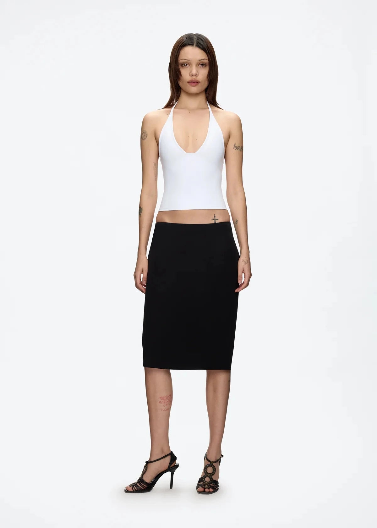 Tank triangle cup halter V-neck backless crop top Hayley's same style strappy top low-cut backless top