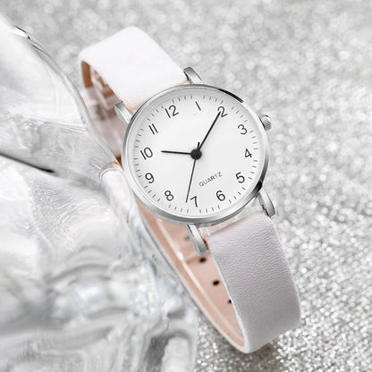 5/6PCS Fashion Women's Quartz Watch Leather Band Analog Quartz Watches with Diamond Jewelry (Without Box)