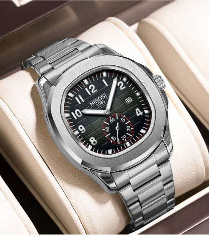 NIBOSI Mens Watches Analog Military Watch with Calendar Black Silicone Strap Waterproof Men’s Wrist Watches Minimalist Designer