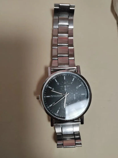 Fashion Men's Watch Casual Silver Alloy Band Male Business Quartz Watches Clock Wristwatches