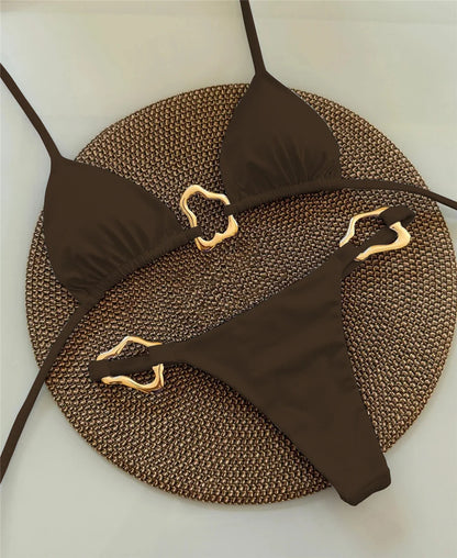Sexy Halter Micro Bikini 2025 Women Swimsuit Solid Swimwear Thong Bikinis Set Brazilian Beach Wear Bathing Suit Biquini Female