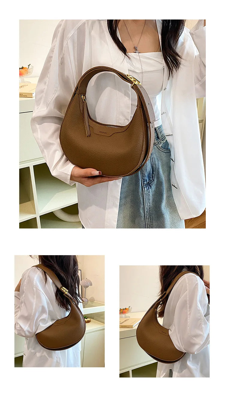 Women Underarm Bag Fashion Hobos Half Moon Saddle Shoulder Bags Luxury Pu Leather Crossbody Bag Phone Purses 2024 Commuting Bags