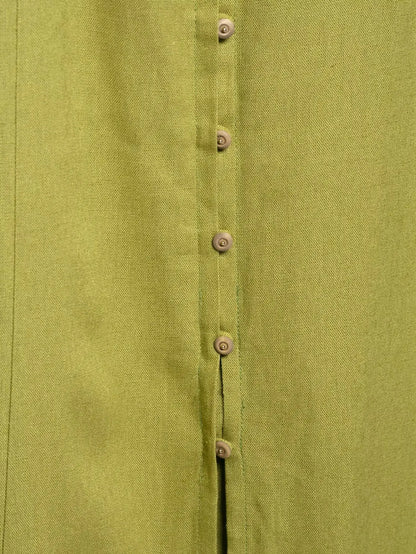 2025 Summer Elegant Dress Women Fashion Solid Square Collar Sleeveless Single Breasted Dress Ladies Vacation Green Spilt Dresses
