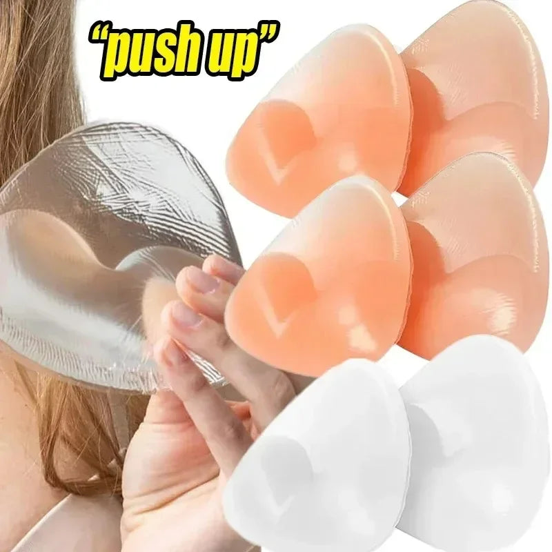 2pcs New Chest Sticky Bra for Bikini Thicken Sponge Bra Pads Breast Push Up Silicone Removeable Inserts Swimsuit Invisible Bra