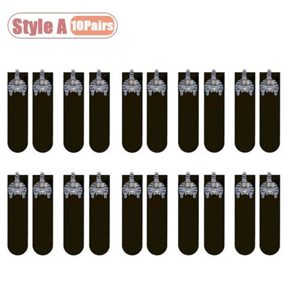 Cartoon Cat Egg Couple Socks Cozy Mid-Calf for Maternity Warm Winter Cute Present for Christmas Cat Lovers Family