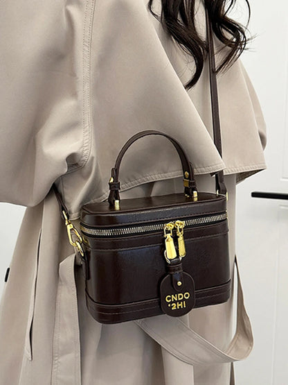 Women Fashion Tote Bucket Bags Solid Clor PU Leather Delicate Small Square Pack 2024 Trendy Female Crossbody Bag