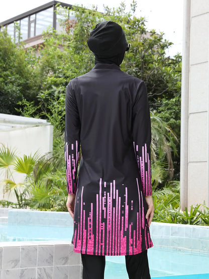 3/4PCS Muslim Burkini Women femmes Swimming Suit Modest Swimwear Islamic Long Sleeve Full Cover Hijab , Quick Drying, UPF50+