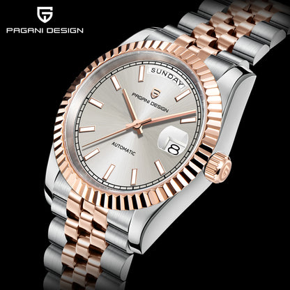 PAGANI DESIGN Watches Pure White Dial Mechanical Watch For Men 2025 New Luxury Sapphire Crystal Automatic Stainless Steel Clock