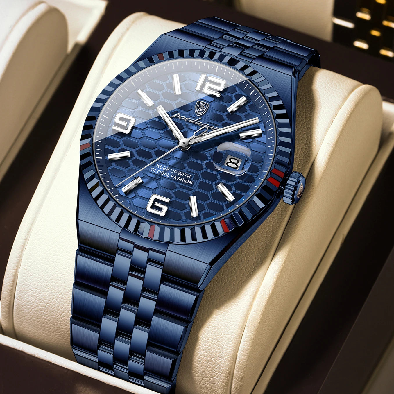 POEDAGAR Fashion Exquisite Men Wristwatches Waterproof Luminous Date Luxury Man Watch Stainless Steel Quartz Men's Watches Reloj