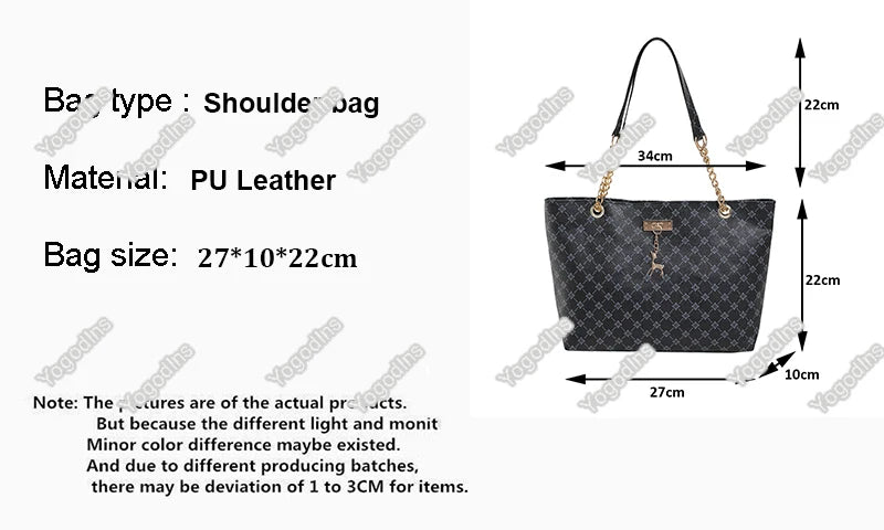New Presbyopia Handbag Texture Soft Leather Large Capacity Tote Women Bag With Hanging Accessories Shoulder Bag