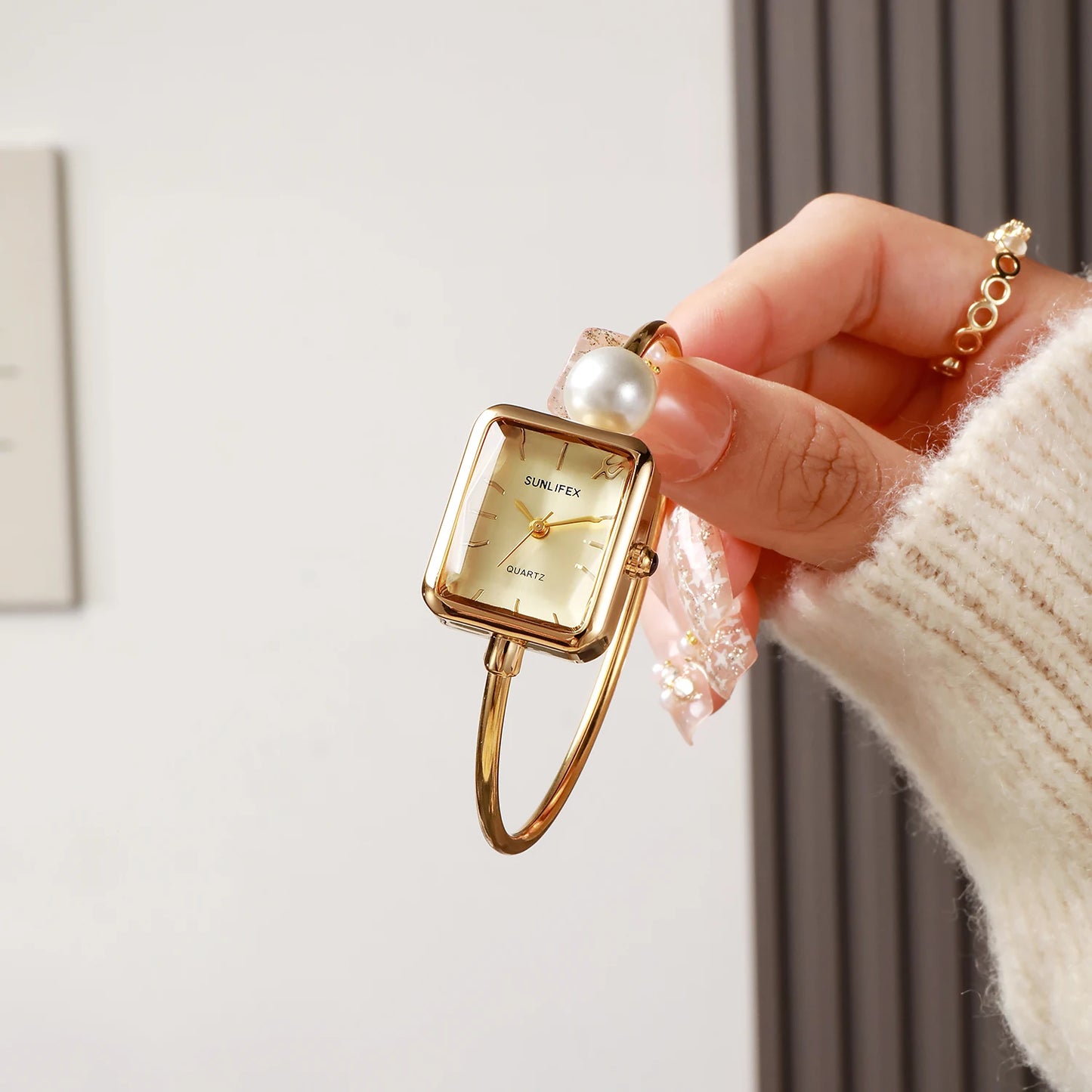 Y2k personalized ladies' watches plain bracelet simple design women's square alloy case watch gift watch
