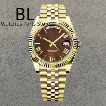 BLIGER 36mm39mm Silver Gold Luxury Enamel Dial Men's Watches Miyota8285 Week Date Function Waterproof Sapphire Glass Reloj Hombr