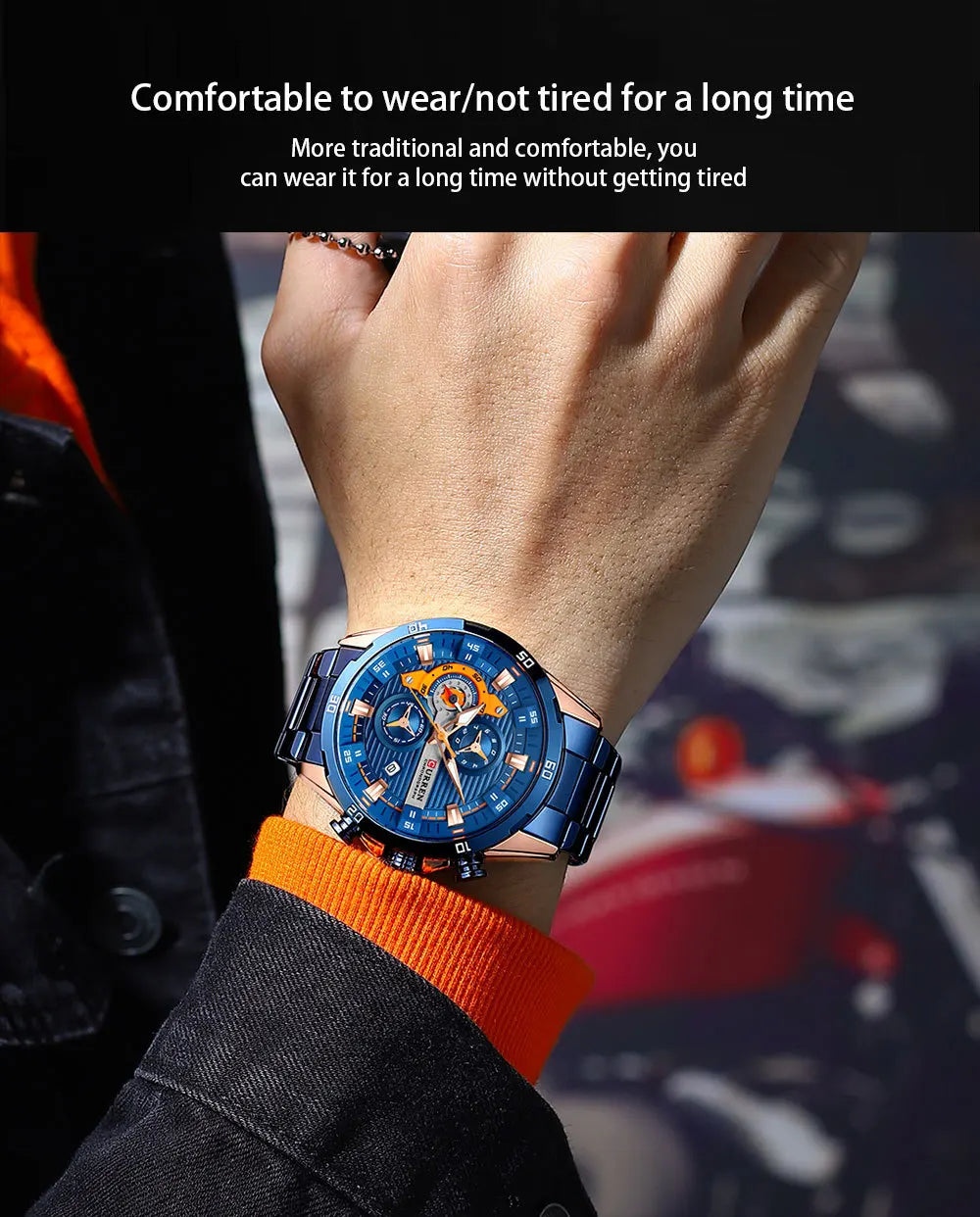 CURREN 8402 Creative Fashion Mens Business Casual Wristwatches Stainless Steel Luminous Dial Chronograph Clock