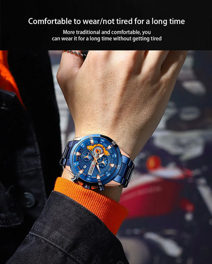CURREN 8402 Creative Fashion Mens Business Casual Wristwatches Stainless Steel Luminous Dial Chronograph Clock