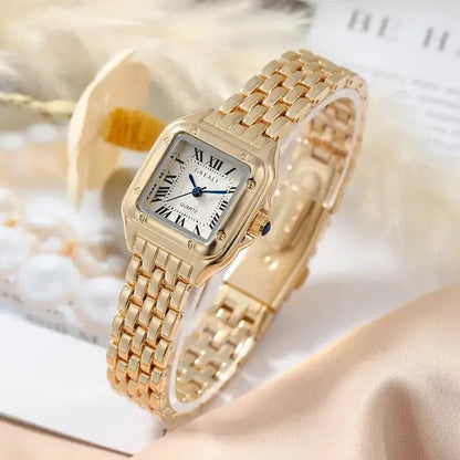 Luxury Women's Quartz Watch Fashion Leisure Diamond Simple Gold Silvery Steel Strip Wristwatch for Ladies Gift Clock