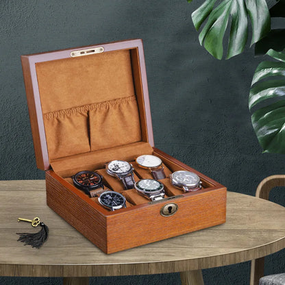 Wooden Watch Box Luxury Mechanical Watch Boxes Men Portable with Lock Watches Case Waterproof Cases for Wrist Watch Organizer