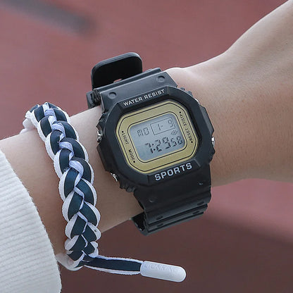 YIKAZE Sports Watch Boys Girls Student LED Electronic Watch Colorful Men Women Square Digital Watches Waterproof Rubber Clock