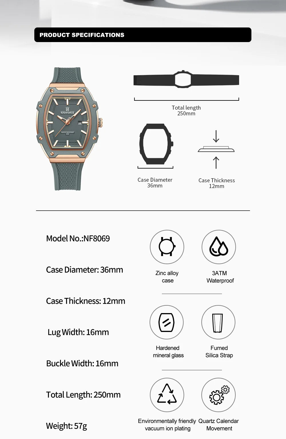 NAVIFORCE Elegant Ladies' Watch Fashion Luminous Pointer 3ATM Waterproof Calendar Display Silicone Strap Women's Quartz Watches