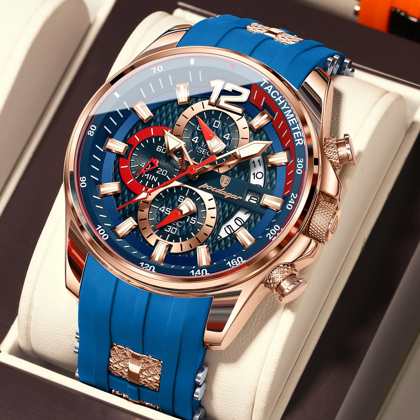 POEDAGAR Original Fashion Men Watch Date Chronograph Silicone Sports Man Clock Luminous Waterproof Military Quartz Men's Watches
