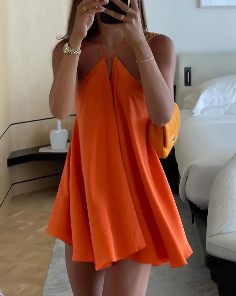 Sexy White Halter Backless Short Dresses Back Lace Up Tie-Waist Sexy Summer Beach Party High-Street Mini Dress Vestido For Woman